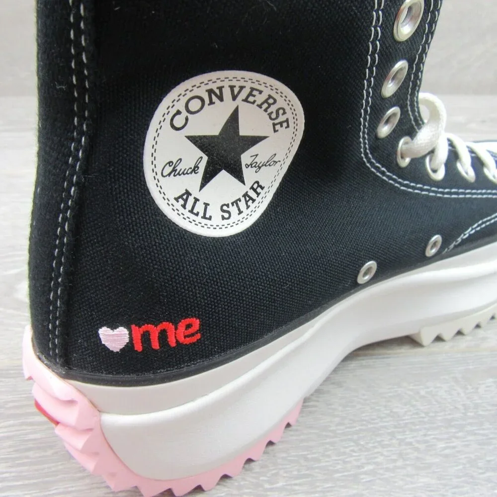 Converse Run Star Hike HI "Love" Sneakers Women's Size 7.5 Black Red NEW - Picture 9 of 16